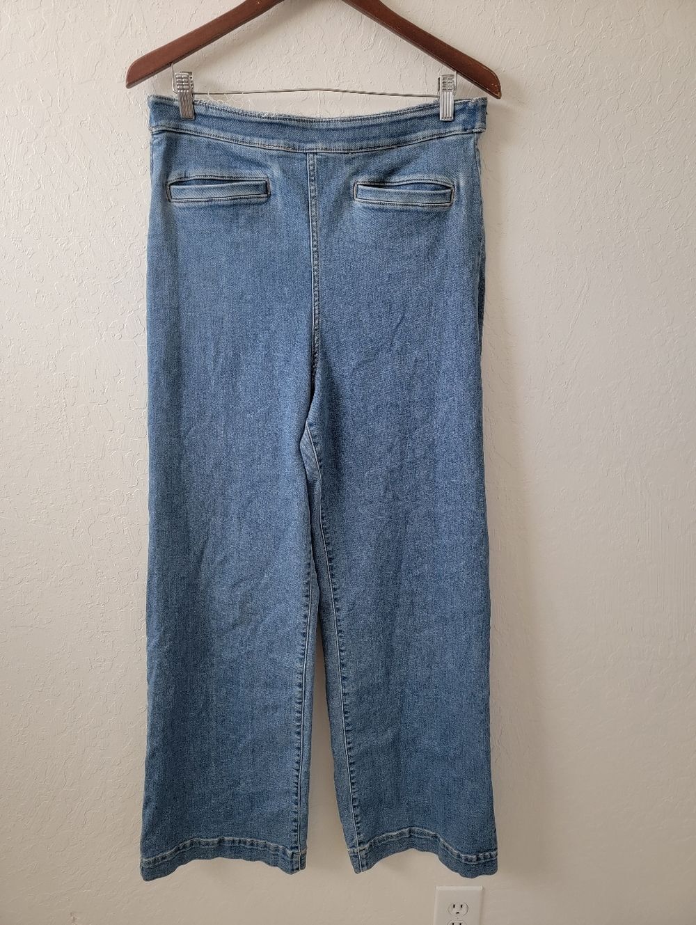Faherty High Rise Braided Belt Wide Leg Light Was Organic Cotton Jeans 12